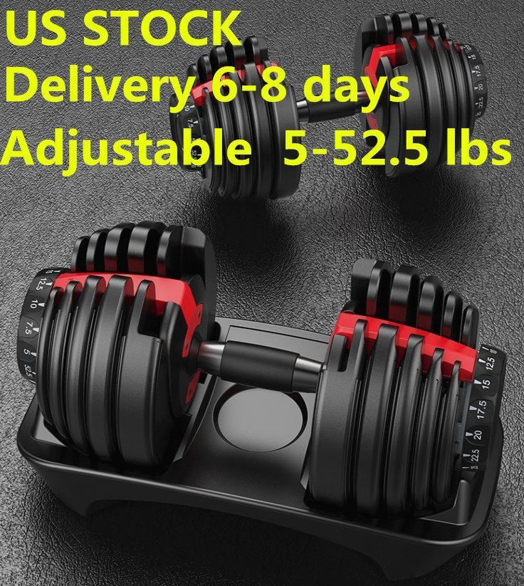 DHL Free Weight Adjustable Dumbbell 5-52.5lbs Fitness Workouts Dumbbells tone your strength and build your muscles New