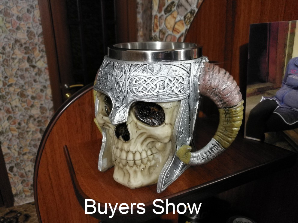 Stainless Steel Skull Mug Viking Drinking Cup Skeleton Resin Beer Stein Tankard Coffee Mug Tea Cup Halloween Bar Drinkware Gift