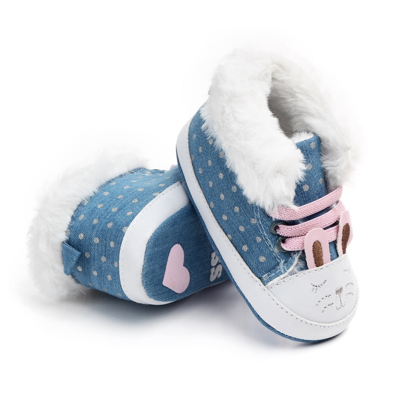 Winter Fur Warm Baby Girls First Walkers for Newborn Soft Sole Non-Slip Infant Cartoon Cotton Shoes Sneakers