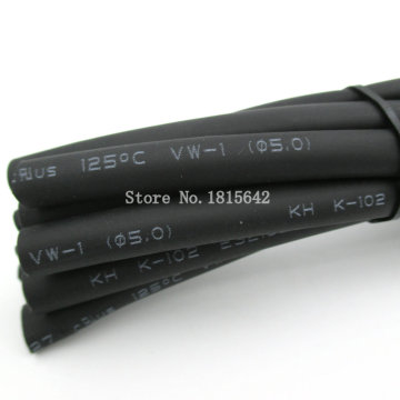 2 Meters/LOT Black 5mm Heat Shrink Heatshrink Heat Shrinkable Tubing Tube Sleeving Wrap Wire Black Color
