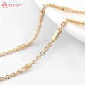 2 Meters 1.6MM 24K Champagne Gold Color Copper Round O Shape Link with Rectangle Tube Chains Necklace Chains High Quality