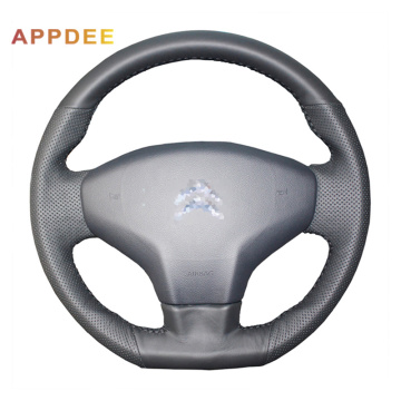 Handsewing Black Artificial Leather Steering Wheel Covers for  Citroen Elysee C-Elysee 2014 New Elysee