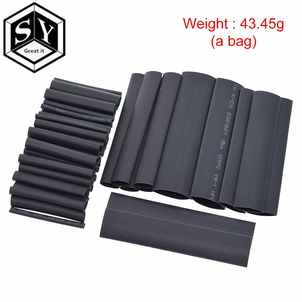 127PCS/set GREAT IT Assorted Heat Shrink Tube Black Wire Wrap Electrical Insulation Cable Sleeving 2-13mm
