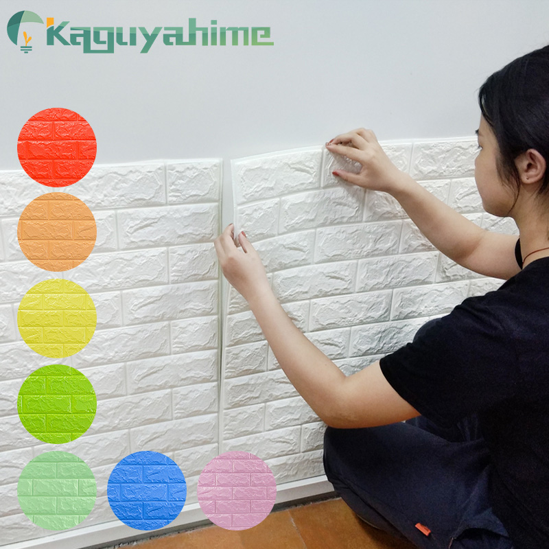 Kaguyahime 8pcs/lot 3D Decor Self-Adhesive Wallpaper Brick DIY Waterproof home Wall Stickers Decorative For Living Room Kitchen