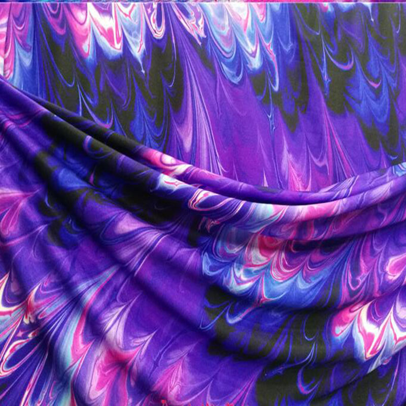 Good Purple Stretch Swimming Fabric Cotton/Spandex knitted Fabric Purple Flame Print Fabric Sewing swimsuit DIY Sports Clothing