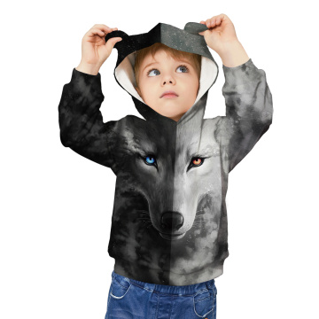 Fashion Children Wolf 3D Print Pullover Kids Clothes Baby Boy Clothes Oversized Hoodies for Teen Girls Animel Cartoon Sweatshirt