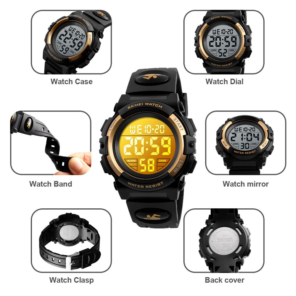 SKMEI 50M Waterproof Wristwatches Kids Digital Watch Alarm Calendar Chronograph Sport Watches For Children Boys Girls 1266 Clock