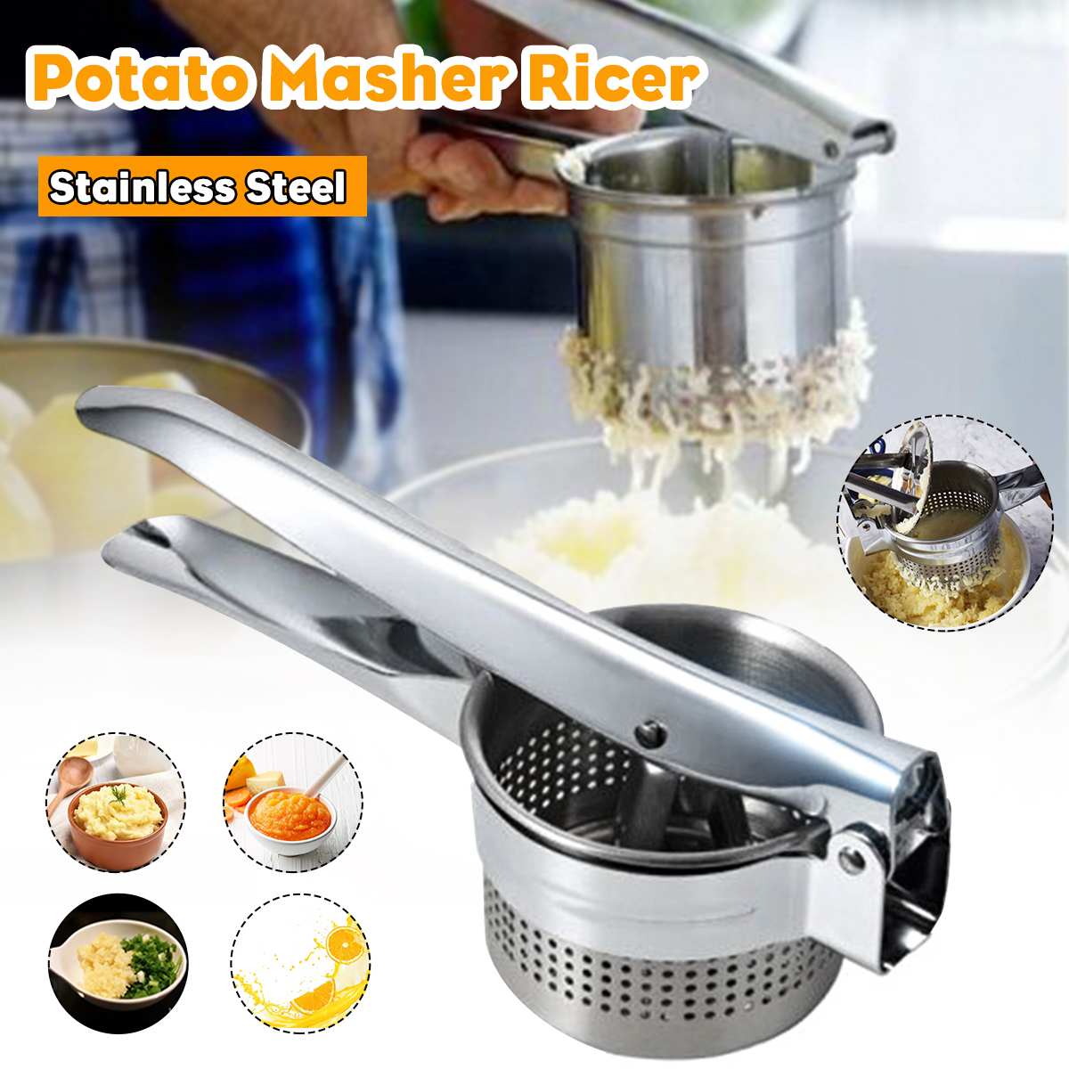 Stainless Steel Mashed Potato Machine For Potato Fruit Vegetable Juicer Presser Potato Mashers Ricers Kitchen Cooking Tools