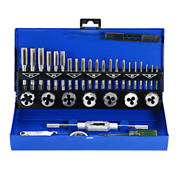 32 PCS Tap and Die Set Metric Wrench Cut M3-M12 Hand Threading Tool Tungsten Carbide Tap Die Screw Thread Making Tool Bit Set