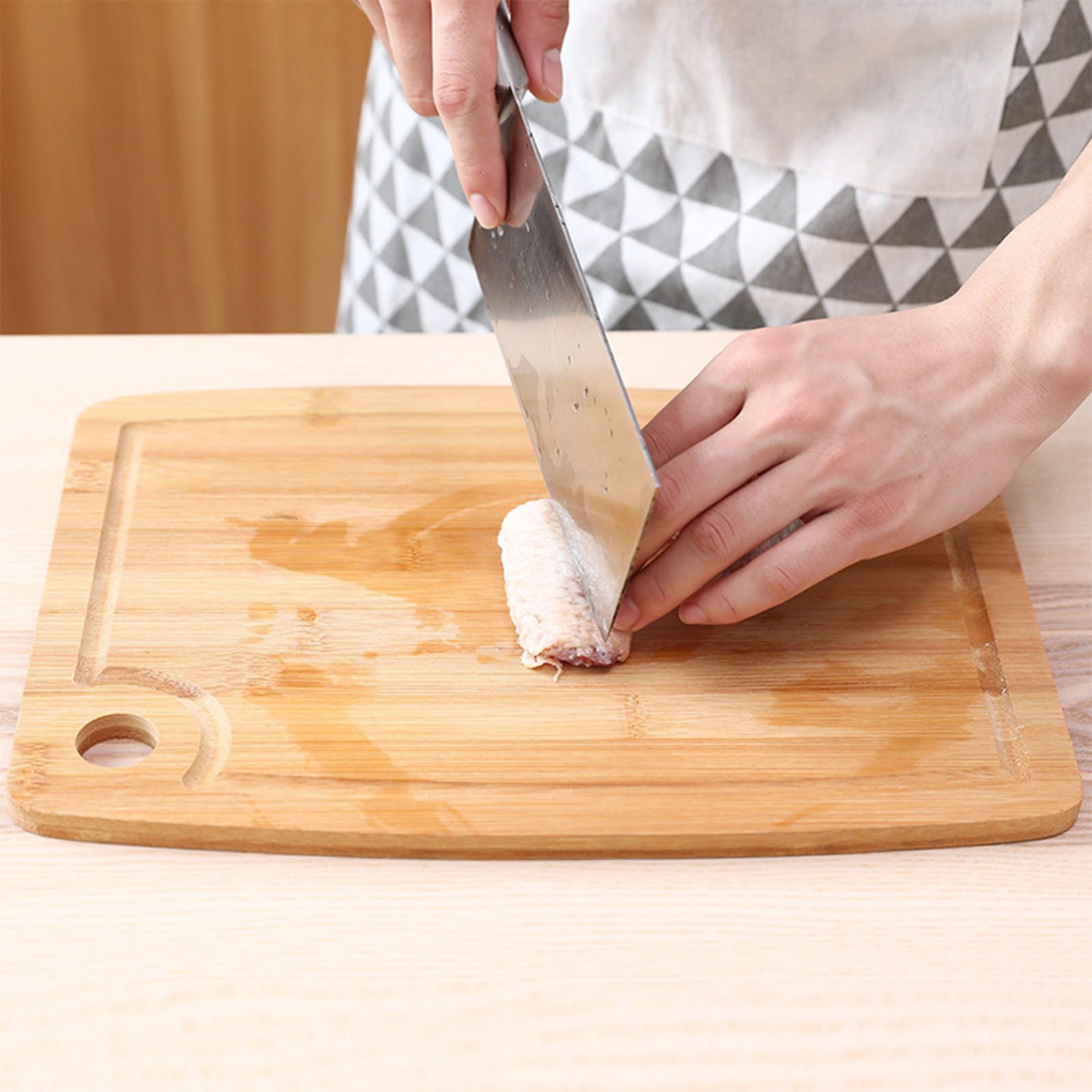 Chopping Block, Healthy and Environmentally Friendly Bamboo Cutting Board with Hanging Hole for Meat Cheese Fruit Vegetables