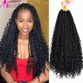 22Inch Synthetic Boho Goddess Ombre Crochet Braids Hair Extension Box Braids With The Curly Ends For Women 24Stands/Pack Alibaby