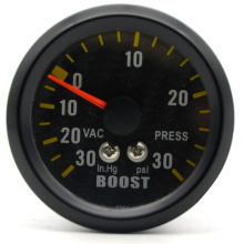 2" 52mm Auto Car Turbo Boost Gauge Analog Carbon Fibre Face -30~30 PSI Meter White Background Light