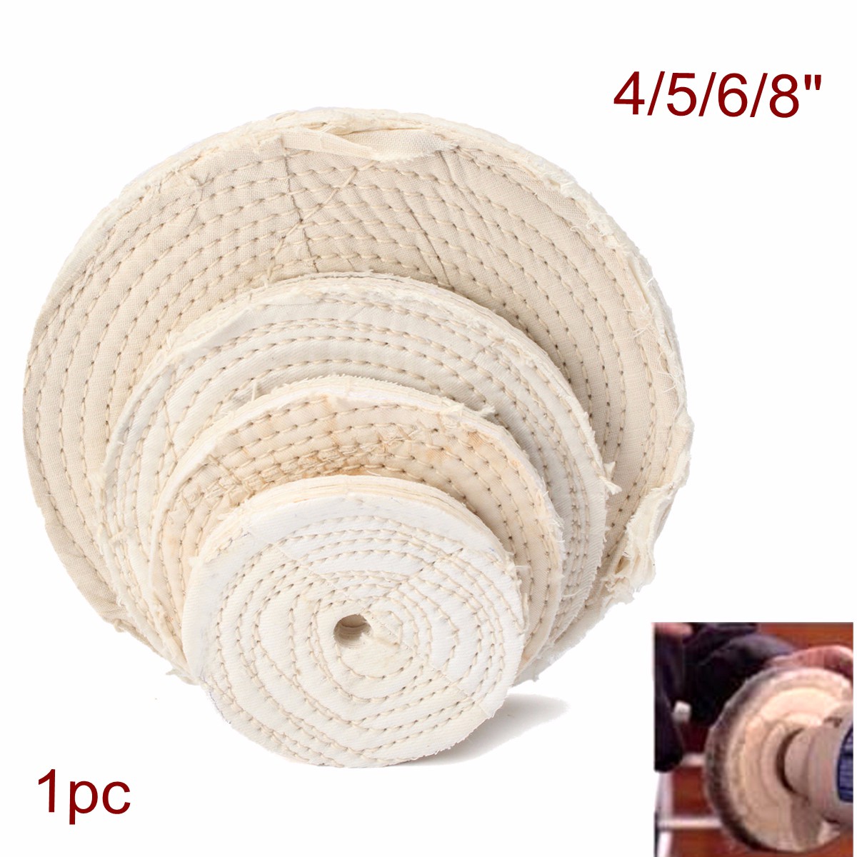 125/150/200mm 1PC Cotton Polishing Wheels Cloth Buffing Wheel Grinder For Jewelry Wood Metal Polishing Abrasive Tool