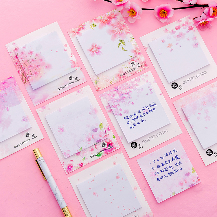 Fresh Cherry Sakura Natural Memo Pad Sticky Notes Shopping Check List Escolar Papelaria School Supply Label