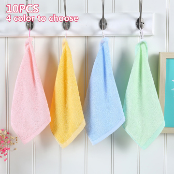 10pcs Soft Small Saliva Home Bamboo Fiber Lightweight Baby Square Solid Towel Washcloth
