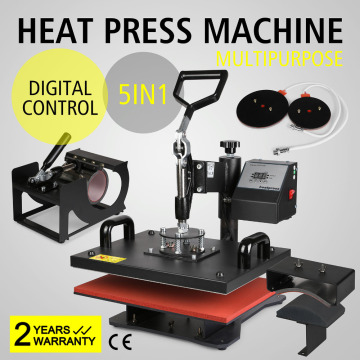 Bestselling 15''X12'' 5 in 1 Digital Heat Press Machine for T-Shirt Mug Cup Hat Cap sublimation blanks