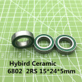 Free shipping 6802 Hybrid Ceramic Bearing 15x24x5 mm ABEC-3 ( 1 PC ) Bicycle Bottom Brackets & Spares 6802RS Si3N4 Ball Bearings