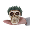 VILEAD 12.5cm Resin Craft Statues Flower-Crown Skull Head Home Office Accessories Music Bar Decoration Creative Skull Ornament