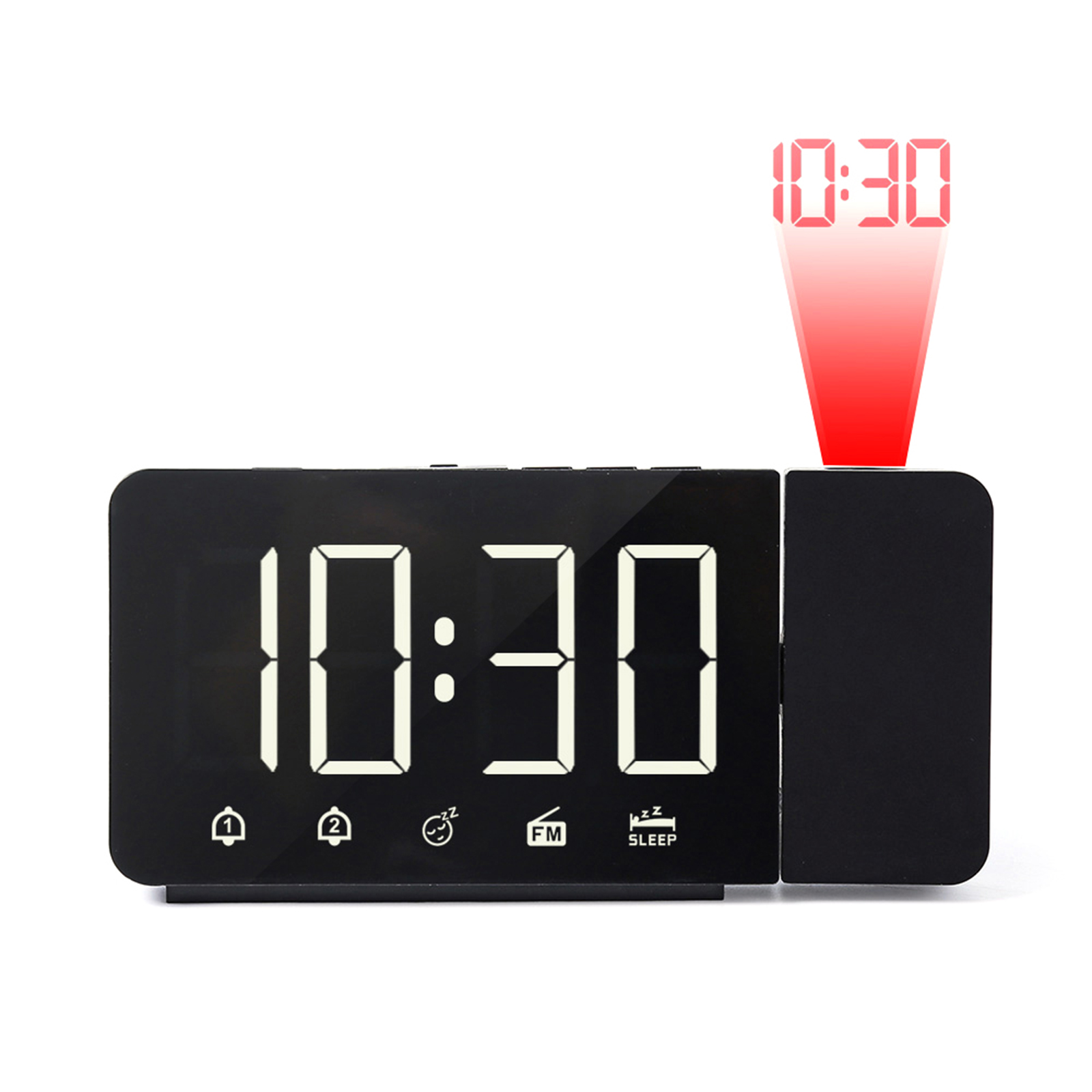 LED Digital Alarm Clock Watch Electronic Table Clocks USB Charging with FM Radio Time Projector Snooze Function 4 Digital Alarm