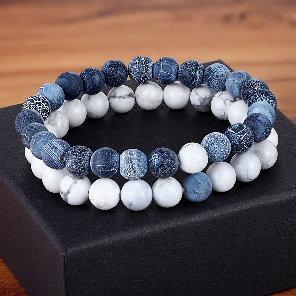 Hot 2pcs/set 7 Style Couples Distance Bracelet Natural Stone Yoga Beaded Bracelet for Men Women Friend Gift Charm Strand Jewelry