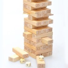 54 Pieces Number Toppling Timbers Wooden Blocks Game Stacking Blocks Stacking Tower Fun Outdoor Lawn Yard Game Education Toy