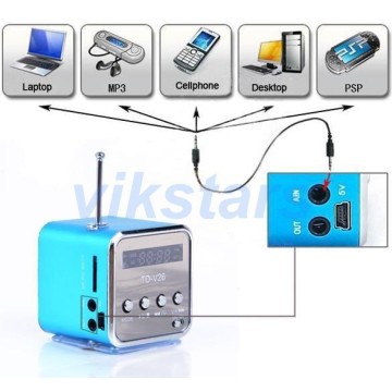 micro SD TF USB portable radio FM speaker internet radio,mobile phone vibration pc music player,multifunction mini speaker V26R