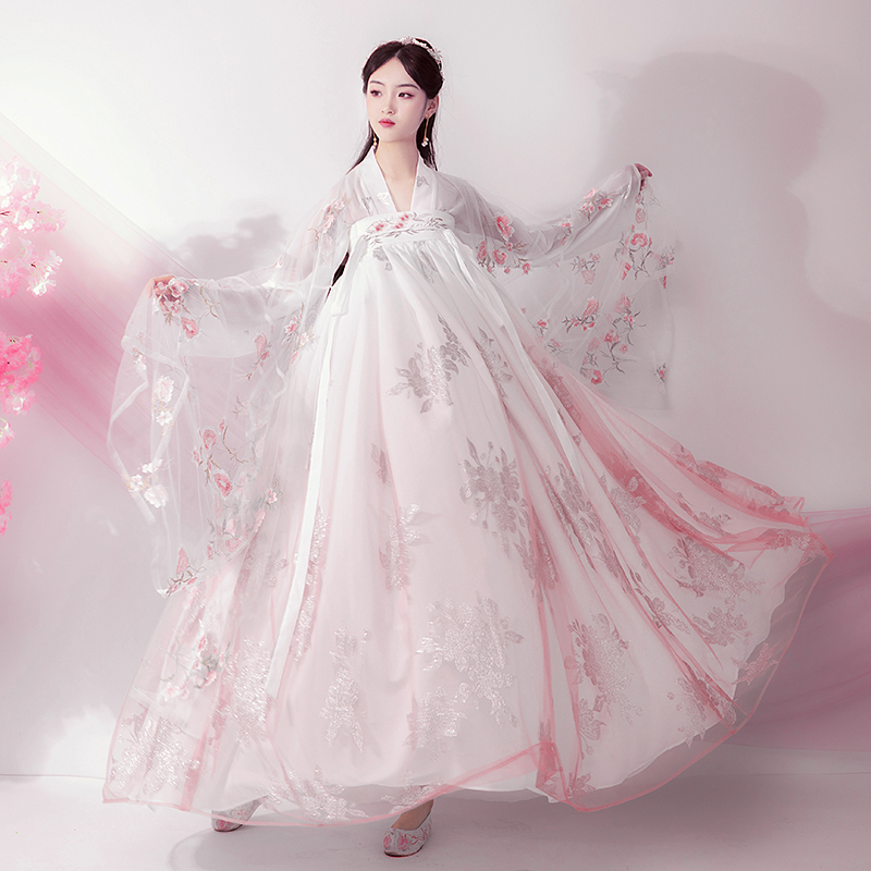 Women's Hanfu Chinese Style Ancient Costume Folk Dance Stage Performance Clothing Retro Singers Princess Fairy Girl Dress