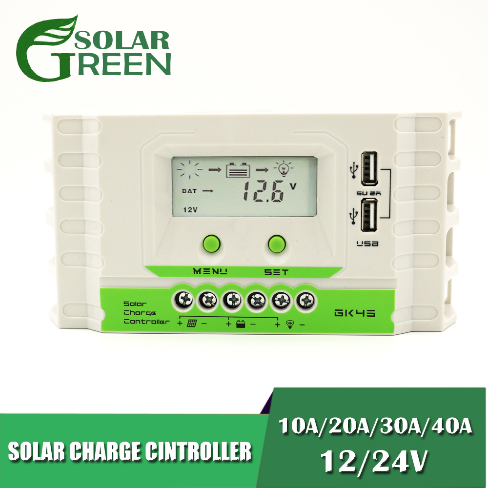 LCD 40/30/20/10 AMPS A Solar Panel Charger Controller Battery Regulator Voltage Control 12 24 v Vdc Volt Protect