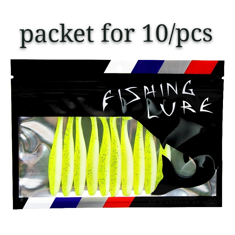 2020 10/PCS 2g 7cm Classic Goods T Tail Lure Pvc Banana Artificial Silicone Soft Bait For Lake River SeaWinter Fishing Tools