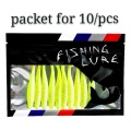 2020 10/PCS 2g 7cm Classic Goods T Tail Lure Pvc Banana Artificial Silicone Soft Bait For Lake River SeaWinter Fishing Tools