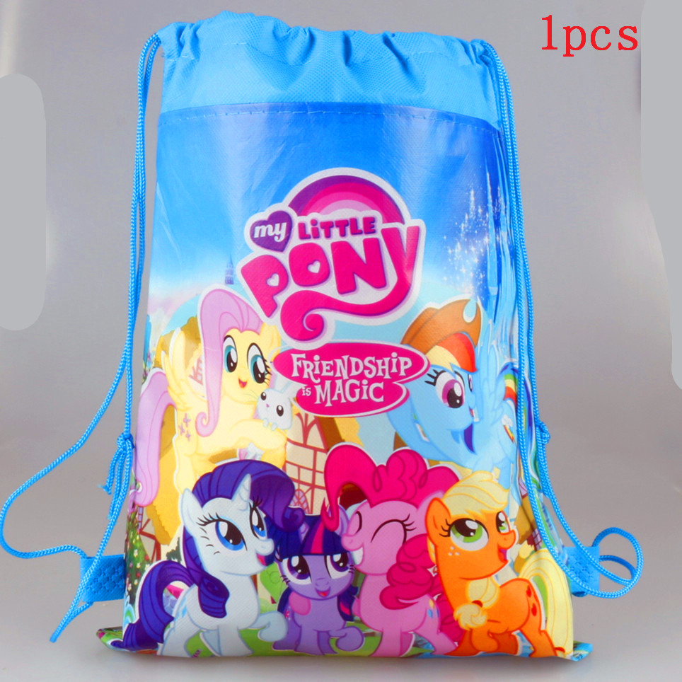 1 Pcs My Little Pony Non-woven Fabric Drawstring Backpack Party Supplies Kids Girl Travel School Bag Birthday Gift Storage Bags