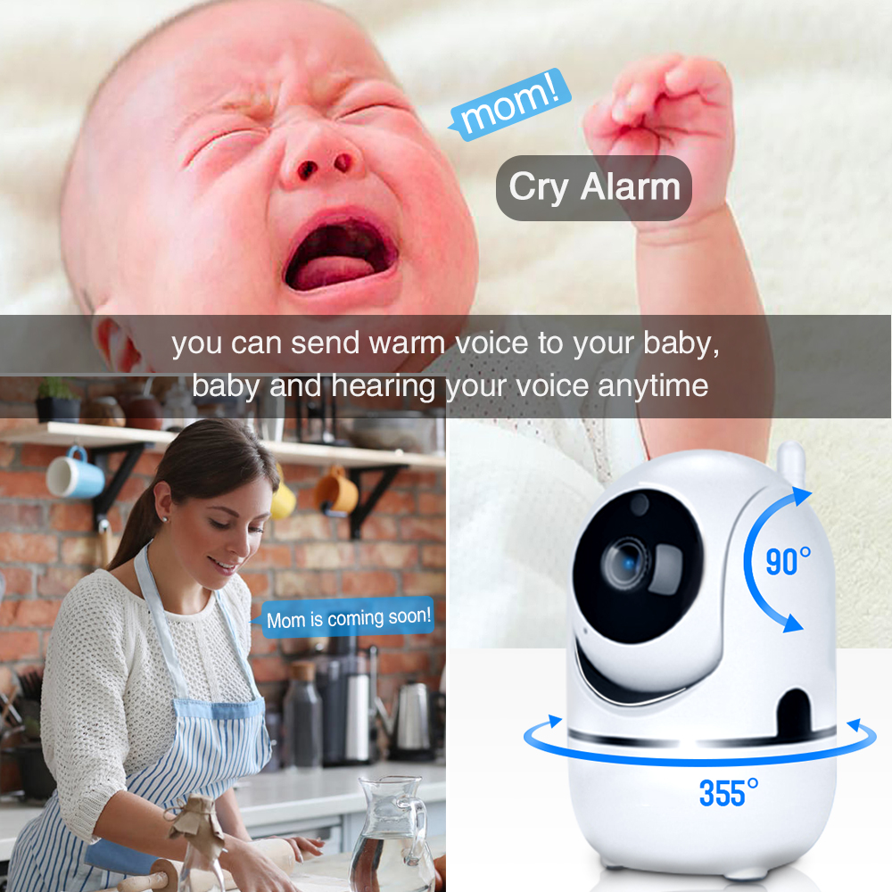 Baby Monitor WiFi Cry Alarm IP Camera WiFi Video Nanny Cam Baby Camera Night Vision Wireless Video Surveillance CCTV Camera 2MP