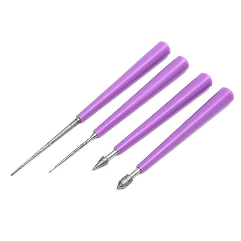 4pcs Diamond Hole Enlarger Tool Set Tipped Reaming File Reamer Alloy For Glass Plastic Metal Wood Beads