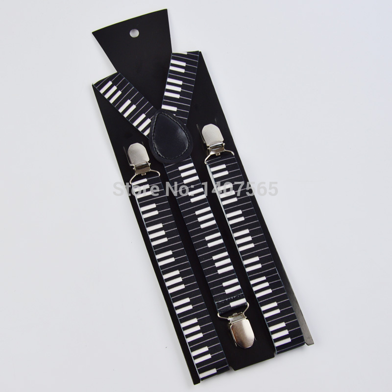 two kinds Piano Key Board Pattern Suspender Clip-on Elastic Braces Men Suspender Women Y- back Suspenders 2.5*100cm
