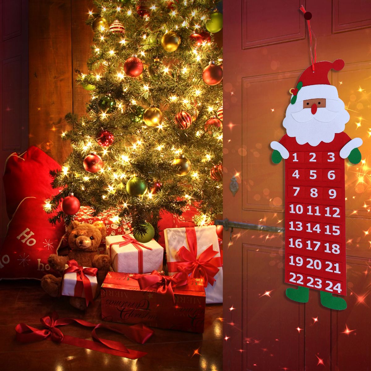 1PC Christmas Countdown Calendar New Year Decor Santa Claus Advent Calendar Hanging Ornaments Christmas Decorations For Home