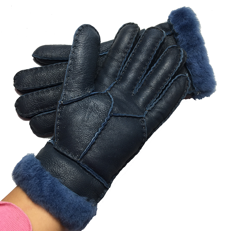 Women Winter Warm Gloves 2020 New Fashion Real Leather Wool Fur Lovely Girls 100% Sheepskin Leather Wooden Buckle Gloves Mittens
