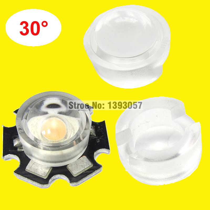 50pcs 1W 3W mini LED Lens 13mm 30 Degree Needn't Holder Convex IR LED Power lenses Reflector Collimator