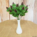 Small Plastic Pine tree bunch with pine nuts artificial flowers for Christmas home decoration fake plants pinecone faux greens