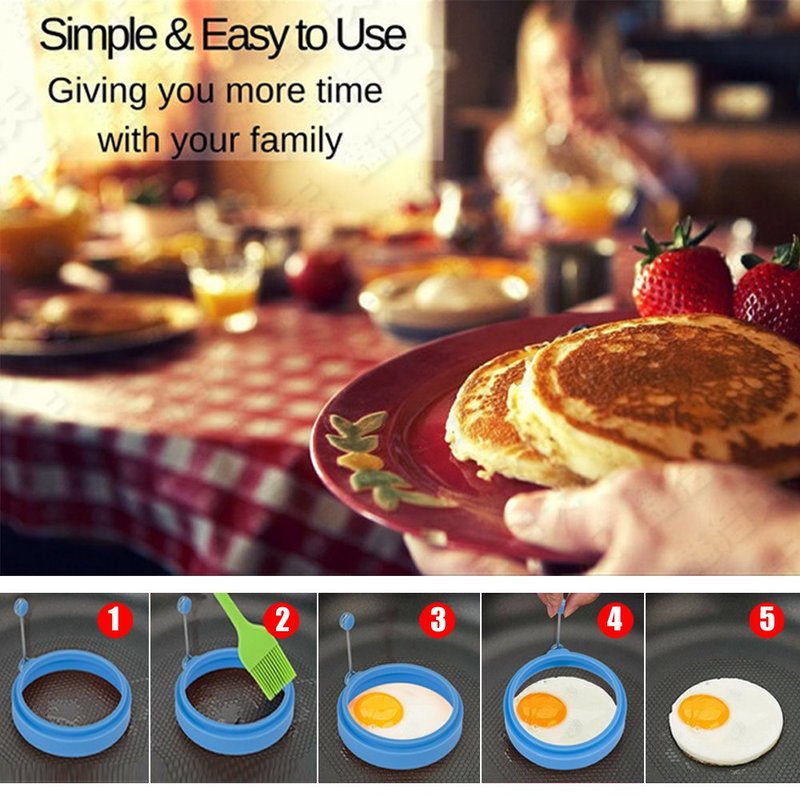 New Qualified Dropship Silicone Round Egg Rings Pancake Mold Ring Handles Nonstick Fried Frying Kitchen Accessories