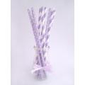 Purple and white paper straws for sales