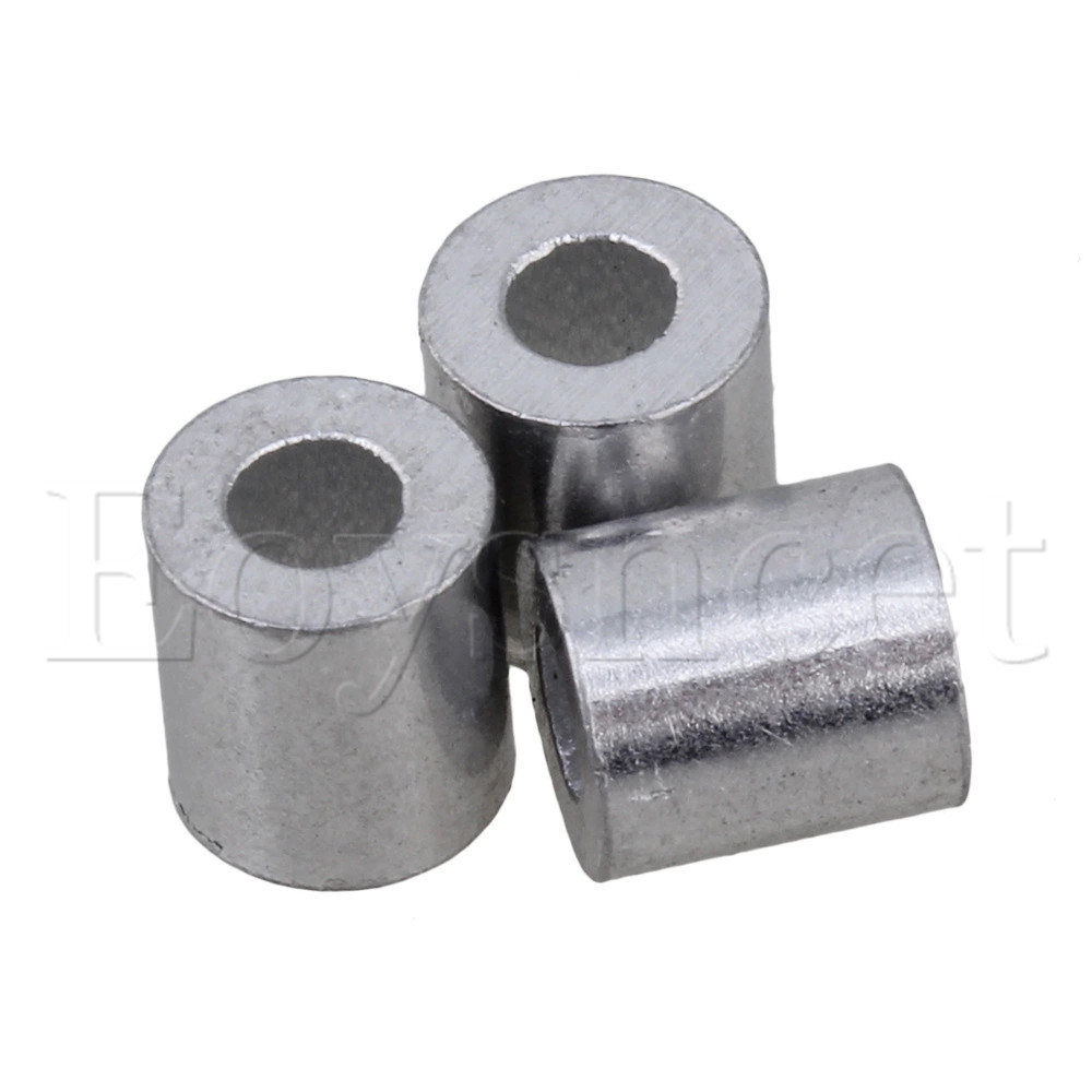 50PCS Silver Wire Rope Round Aluminum Clip Ferrule Clamp 7x4mm