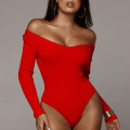 Autumn Winter Sexy Black off Shoulder Bodysuits Skinny Stretch Long Sleeve Bodysuit Women Shirt Chic Body mujer jumpsuits