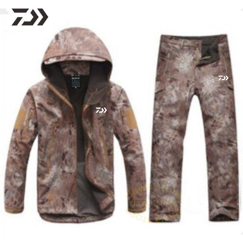 Winter for Fishing Suit Tactical Softshell CP Camouflage Fishing Jacket Waterproof Hunting Outdoor Clothes Fishing Wear Militar