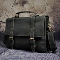 Le'aokuu Men Real Leather Antique Style Coffee Briefcase Business 13" Laptop Cases Attache Messenger Bags Portfolio 2767