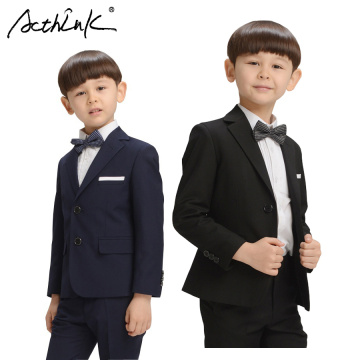 ActhInK Teenage Boys Blazer Suit 2017 New England Style Children Shirt+Pants+Jacket+Bowtie Set Boys Autumn Wedding Costume, C260