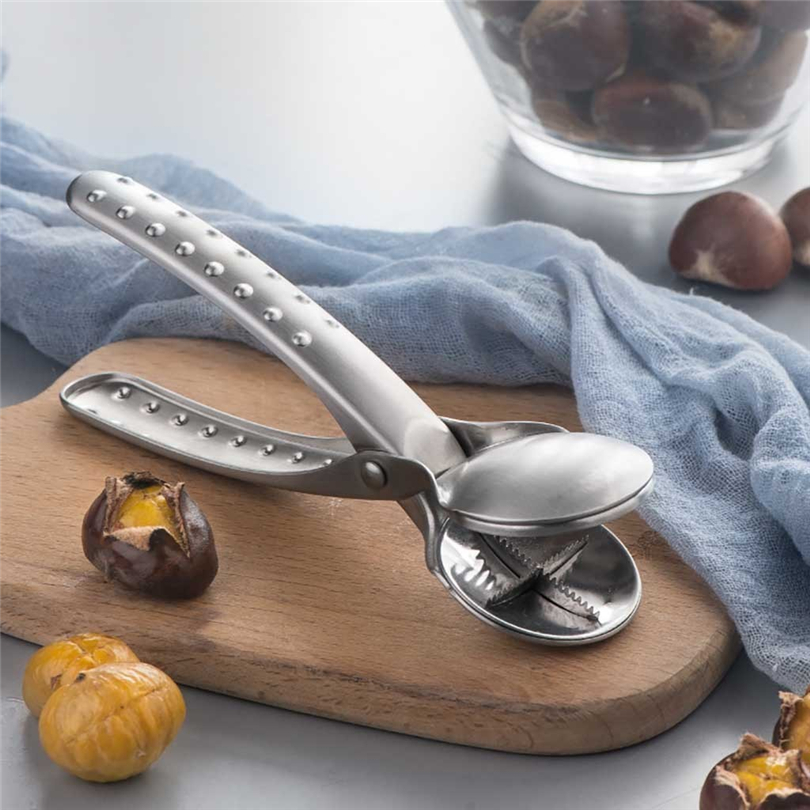 2-In-1Chestnut Clip WIth 2 Finger protection Nut Cracker Sheller Walnut Pliers Metal Nut Opener Stainless Steel Kitchen Tool50
