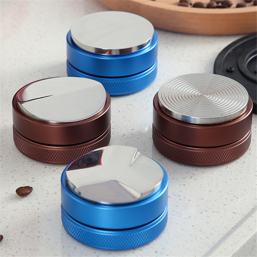 51/53/58/58.3mm Adjustable 304 Stainless Steel Coffee Espresso Tamper Macaron Convex Three Angled Slopes Base Distribution Tools