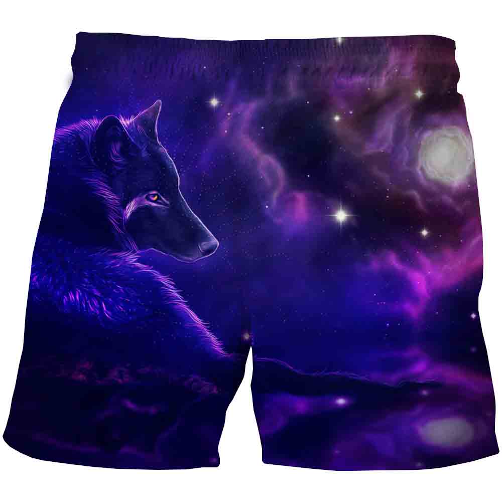 Wolf Starry Sky Streetwear Shorts Boys Shorts Kids cool Shorts 3D printing Children Summer Shorts Casual Pants Comfortable