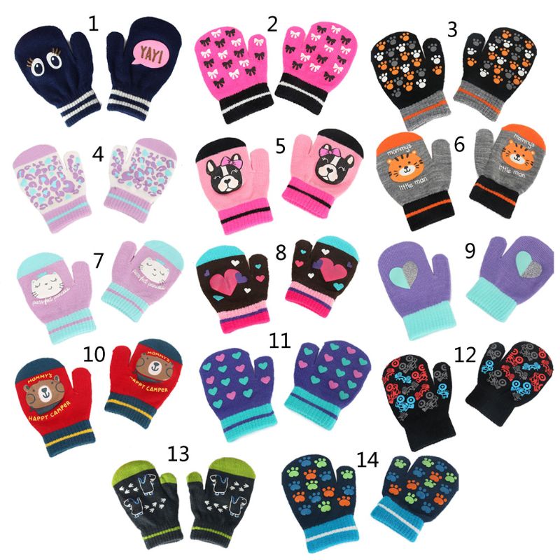 Baby Warm Gloves Toddler Kid Animal Cartoon Mittens Boys&Girls Full Finger Glove Anti-Scratch Winter Accessories 0-4 Years