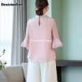 2021 traditional chinese clothing cheongsam shirts woman cheongsam blouse cotton qipao tops cheongsam top chinese chiffon tops